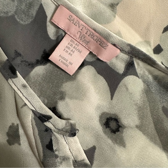 St Tropez West Floral Blouse Sz M Grey Work - Picture 8 of 10